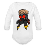 Character #100  Organic Long Sleeve Baby Bodysuit - white