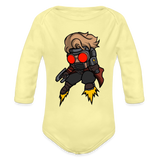 Character #100  Organic Long Sleeve Baby Bodysuit - washed yellow