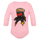 Character #100  Organic Long Sleeve Baby Bodysuit - light pink