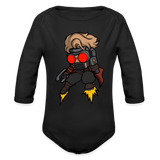 Character #100  Organic Long Sleeve Baby Bodysuit - black