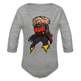 Character #100  Organic Long Sleeve Baby Bodysuit - heather grey