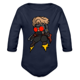 Character #100  Organic Long Sleeve Baby Bodysuit - dark navy