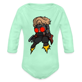 Character #100  Organic Long Sleeve Baby Bodysuit - light mint