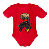 Character #100  Organic Short Sleeve Baby Bodysuit - red