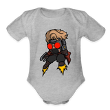 Character #100  Organic Short Sleeve Baby Bodysuit - heather grey