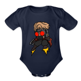 Character #100  Organic Short Sleeve Baby Bodysuit - dark navy