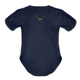 Character #100  Organic Short Sleeve Baby Bodysuit - dark navy