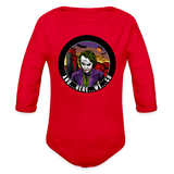 Character #103  Organic Long Sleeve Baby Bodysuit - red