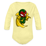 Character #111  Organic Long Sleeve Baby Bodysuit - washed yellow