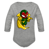 Character #111  Organic Long Sleeve Baby Bodysuit - heather grey