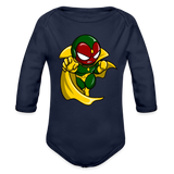 Character #111  Organic Long Sleeve Baby Bodysuit - dark navy