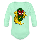 Character #111  Organic Long Sleeve Baby Bodysuit - light mint