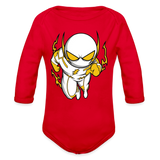 Character #112 Organic Long Sleeve Baby Bodysuit - red