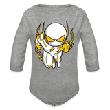 Character #112 Organic Long Sleeve Baby Bodysuit - heather grey
