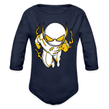 Character #112 Organic Long Sleeve Baby Bodysuit - dark navy