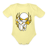 Character #112  Organic Short Sleeve Baby Bodysuit - washed yellow