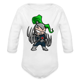 Character #114 Organic Long Sleeve Baby Bodysuit - white