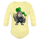 Character #114 Organic Long Sleeve Baby Bodysuit - washed yellow