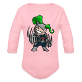 Character #114 Organic Long Sleeve Baby Bodysuit - light pink