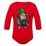 Character #114 Organic Long Sleeve Baby Bodysuit - red