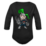 Character #114 Organic Long Sleeve Baby Bodysuit - black