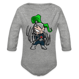 Character #114 Organic Long Sleeve Baby Bodysuit - heather grey