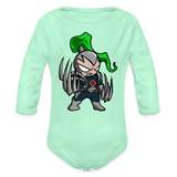 Character #114 Organic Long Sleeve Baby Bodysuit - light mint