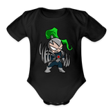 Character #114  Organic Short Sleeve Baby Bodysuit - black