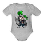 Character #114  Organic Short Sleeve Baby Bodysuit - heather grey