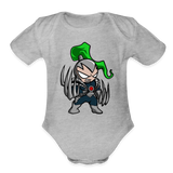 Character #114  Organic Short Sleeve Baby Bodysuit - heather grey