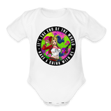 Character #94 Organic Short Sleeve Baby Bodysuit - white