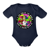 Character #94 Organic Short Sleeve Baby Bodysuit - dark navy