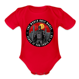 Character #96 Organic Short Sleeve Baby Bodysuit - red