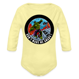 Character #97 Organic Long Sleeve Baby Bodysuit - washed yellow