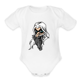 Character #99 Organic Short Sleeve Baby Bodysuit - white