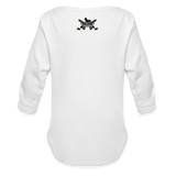 Character #100  Organic Long Sleeve Baby Bodysuit - white
