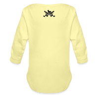 Character #100  Organic Long Sleeve Baby Bodysuit - washed yellow
