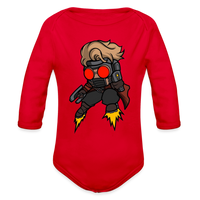 Character #100  Organic Long Sleeve Baby Bodysuit - red