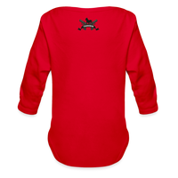 Character #100  Organic Long Sleeve Baby Bodysuit - red