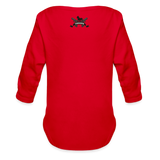 Character #100  Organic Long Sleeve Baby Bodysuit - red