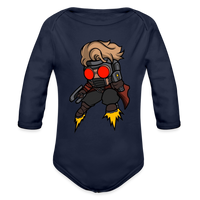 Character #100  Organic Long Sleeve Baby Bodysuit - dark navy