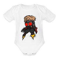 Character #100  Organic Short Sleeve Baby Bodysuit - white