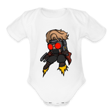Character #100  Organic Short Sleeve Baby Bodysuit - white