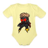 Character #100  Organic Short Sleeve Baby Bodysuit - washed yellow