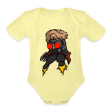 Character #100  Organic Short Sleeve Baby Bodysuit - washed yellow