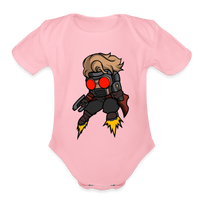 Character #100  Organic Short Sleeve Baby Bodysuit - light pink