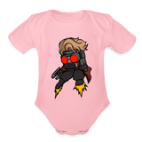 Character #100  Organic Short Sleeve Baby Bodysuit - light pink