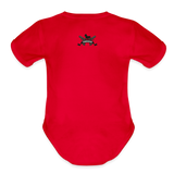 Character #100  Organic Short Sleeve Baby Bodysuit - red