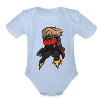 Character #100  Organic Short Sleeve Baby Bodysuit - sky