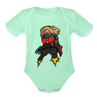 Character #100  Organic Short Sleeve Baby Bodysuit - light mint
